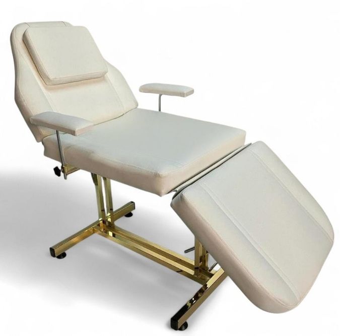 Gold Kaplama Metal Ayaklı Lüks Cilt Bakım ve Estetik Koltuğu