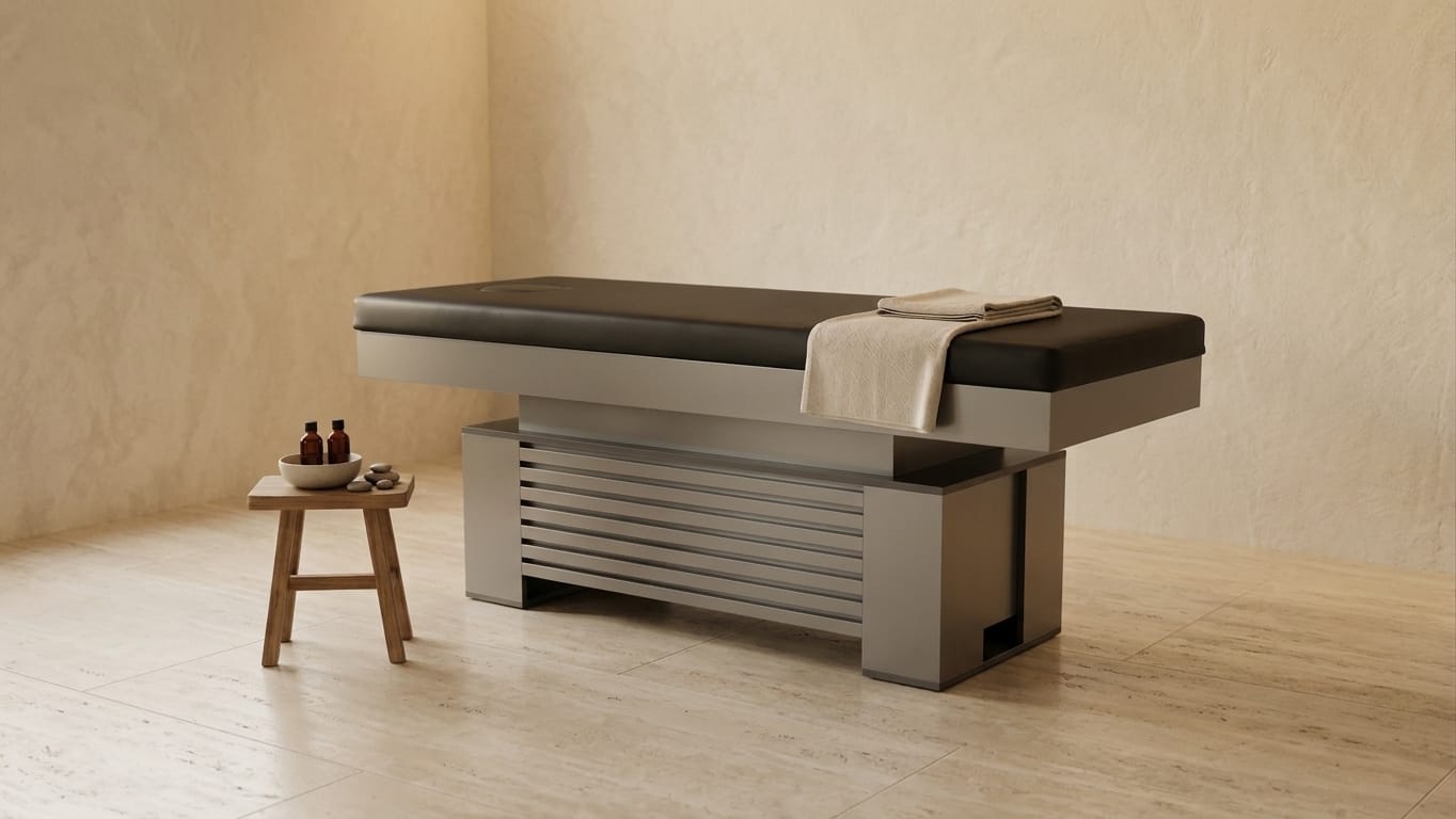 Gri Panjurlu Profesyonel Masaj Yatağı Spa Sedyesi   