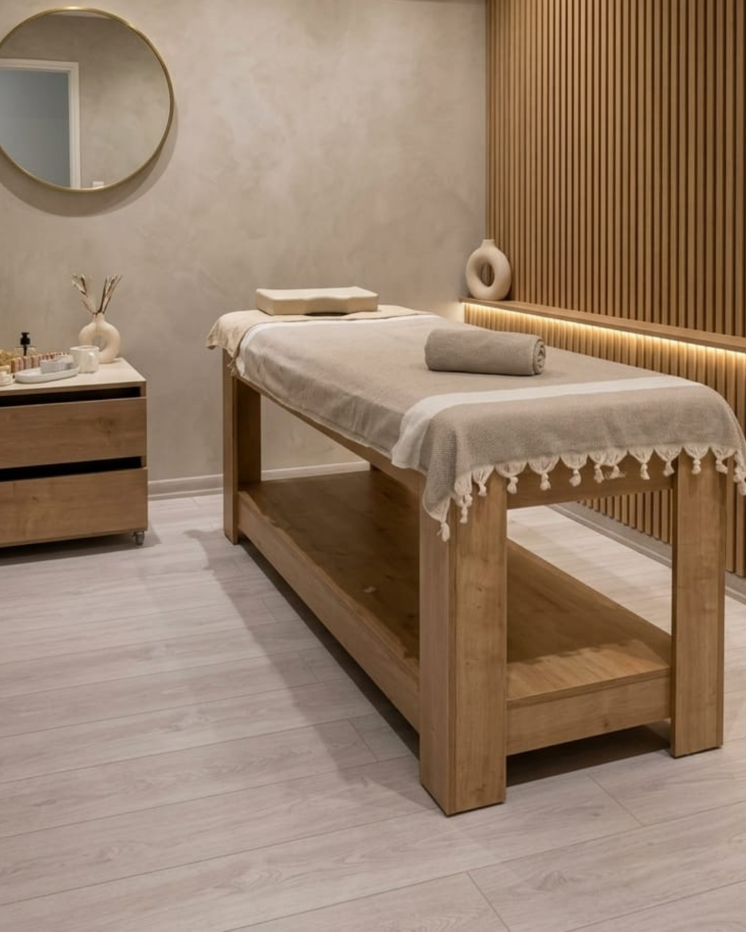 Ahşap Gövdeli Profesyonel Masaj Yatağı ve Spa Sedyesi