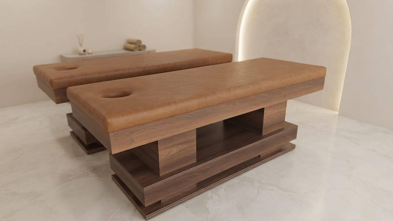 Katmanlı Tabanlı Lüks Blok Ayaklı Masaj Yatağı Spa Sedyesi